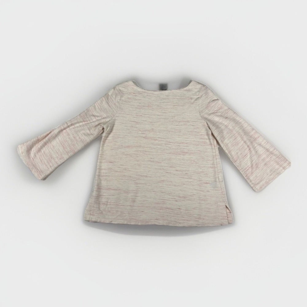 Old Navy Sweater Womens S White Pink Tight Knit Boat Neck 3/4 Sleeve‎ Pullover